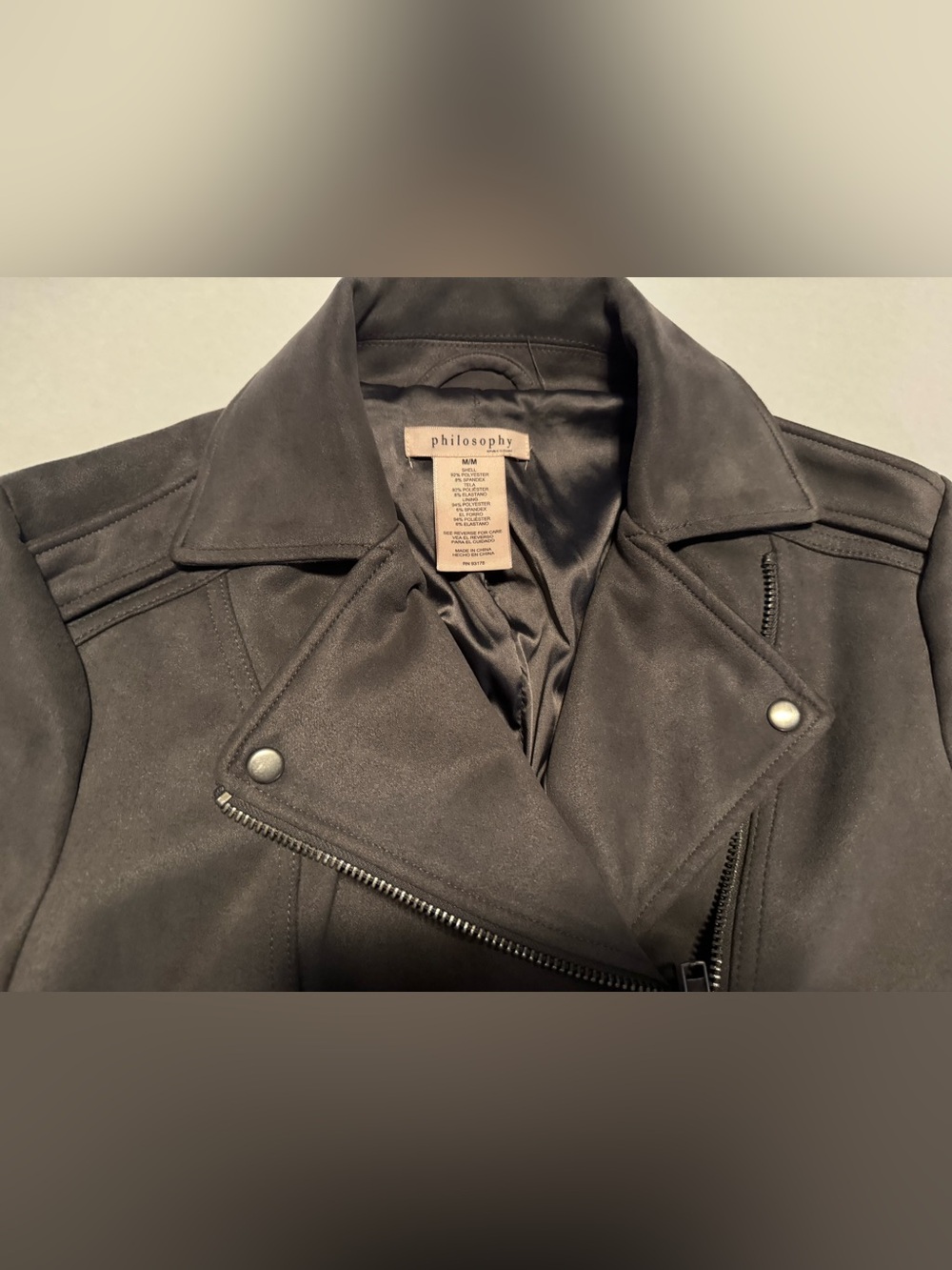 Philosophy Gray Suede Motorcycle Jacket - Women's Size Medium - Picture 3 of 7
